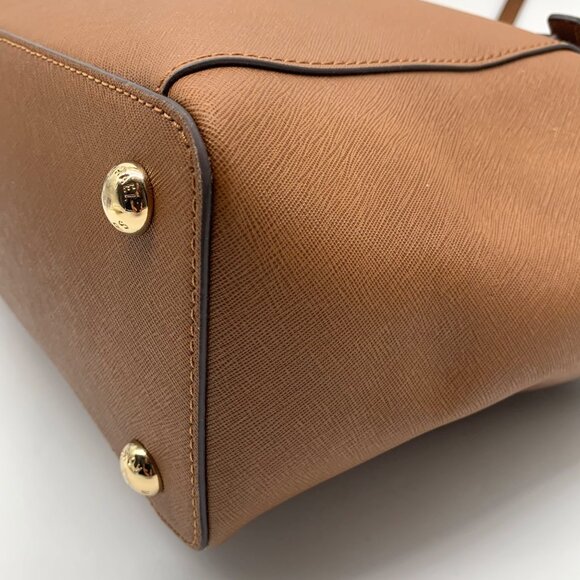 Michael Kors Tan Crosshatch Leather East West Zipper Top Jet Set Tote - Picture 9 of 13